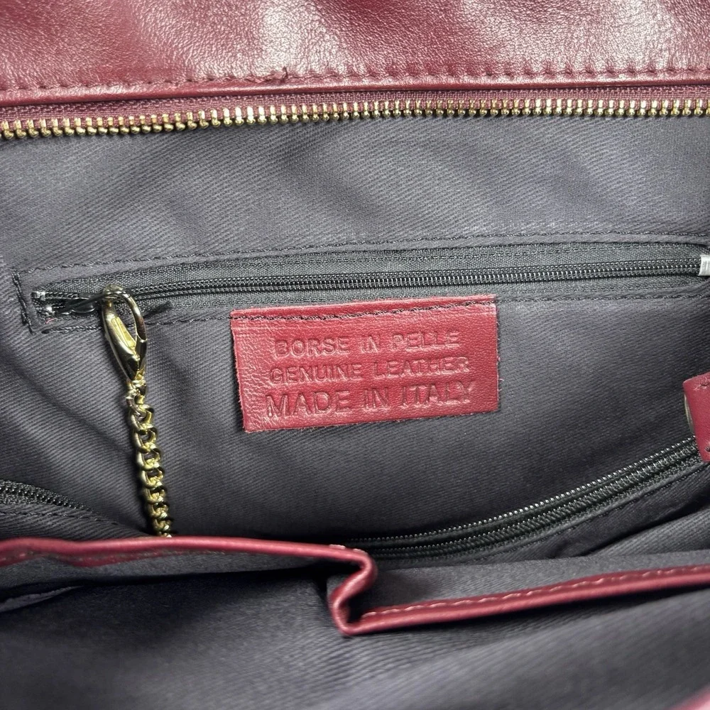 Borse In Pelle Bordeaux Leather Handbag Made In Italy
